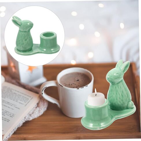 Alipis Rabbit Candlestick Vintage Candle Holder for Candle Easter Bunny Present Pillar Candles Holders Egg Stands Dining Table Decor Candle Holder Table Decor Ornaments Ceramics Spa Banquet in Saudi Arabia