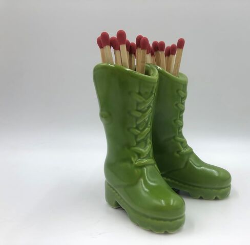 Cowboy Boot Match Holder, Match Holder with Striker, Decorative Matches Holder, Matches Box for Kitchen Bathroom Candle Parlor Modern Home Decor (Brown) in Saudi Arabia