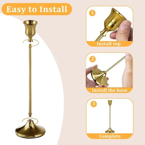 Candlestick Holders, 6Pcs Metal Taper Candle Holders, Heavy Brass Gold Candle Stick Holders Set for Table Centerpiece Mantel Party Wedding Christmas Home Decor in Kuwait