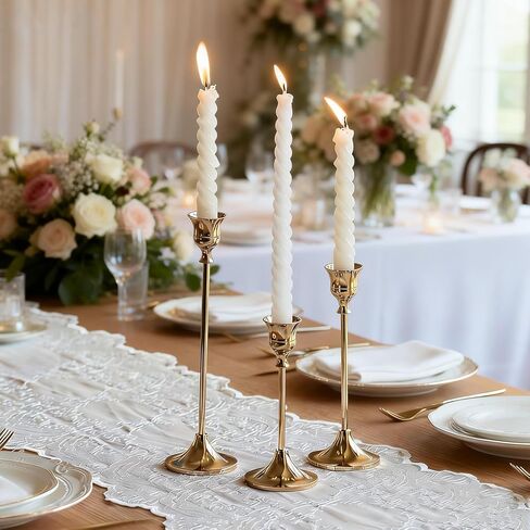 Candlestick Holders, 6Pcs Metal Taper Candle Holders, Heavy Brass Gold Candle Stick Holders Set for Table Centerpiece Mantel Party Wedding Christmas Home Decor in Kuwait