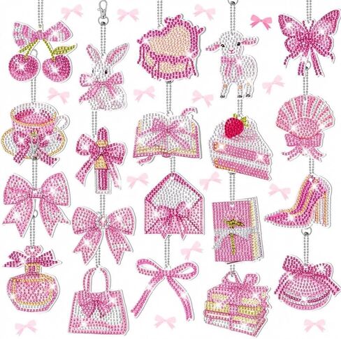 20 Pieces St. Patrick's Day Diamond Painting Ornaments 5d DIY Diamond Painting Keychain Kit Lucky Green Shamrock Gnome Diamond Art Kits Irish Day Ornaments for Crafts Party Decor in Kuwait