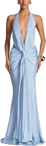meilun Off-Shoulder Deep V-Neck Fitted Dress Floor-Length Evening Gown in Saudi Arabia