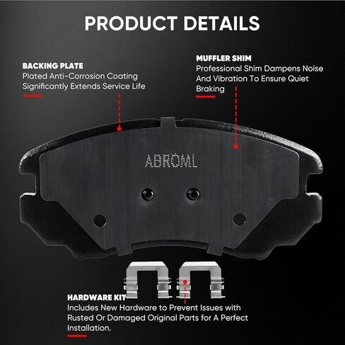 مجموعة وسادات فرامل قرصية سيراميك ممتازة أمامية وخلفية تناسب كيا سول 2.4 لتر 2010-2013، لسيارة هيونداي سوناتا 2008-2010، لسيارة هيونداي إلنترا 2010، 8 قطع (مع الأجهزة) in Kuwait