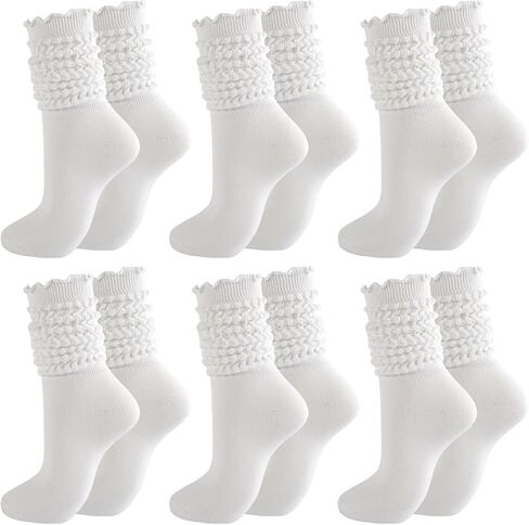 6 Pairs Ruffle Scrunch Boot Socks Womens Slouch Soft Warm Knit Legging Socks for Women Ruffle Boot Sock in Kuwait