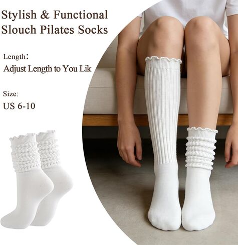 6 Pairs Ruffle Scrunch Boot Socks Womens Slouch Soft Warm Knit Legging Socks for Women Ruffle Boot Sock in Kuwait