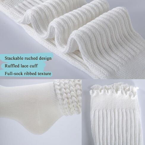 6 Pairs Ruffle Scrunch Boot Socks Womens Slouch Soft Warm Knit Legging Socks for Women Ruffle Boot Sock in Kuwait