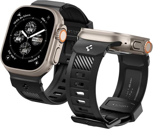 سوار Spigen المتين مصمم لساعة Apple Series 10 42 مم، 9/8/7 41 مم، SE2/SE/6/5/4 40 مم، 3/2/1 38 مم - أسود مطفي in Kuwait