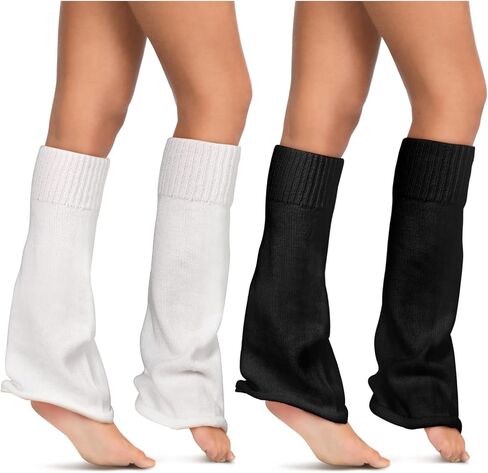 Newcotte 2 Pairs Japanese Style Leg Warmers for Women 80s Kawaii Knit Boot Socks Harajuku Leg Covers Goth Leg Socks(Simple Style) in Saudi Arabia
