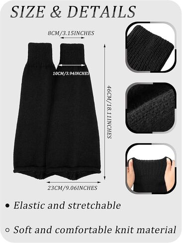 Newcotte 2 Pairs Japanese Style Leg Warmers for Women 80s Kawaii Knit Boot Socks Harajuku Leg Covers Goth Leg Socks(Simple Style) in Saudi Arabia