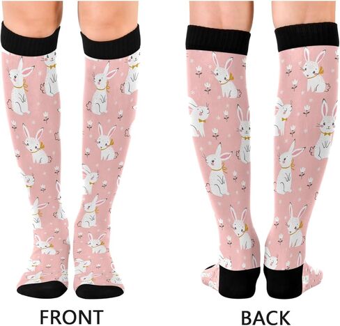 Kigai Knee High Socks Easter Bunny Egg Compression Sock 1 Pair Casual Athletic Tube Socks for Soccer Women Men Medical Nurse Warm Stockings, 20-30mmHg in Saudi Arabia