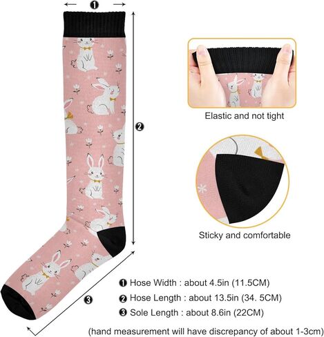 Kigai Knee High Socks Easter Bunny Egg Compression Sock 1 Pair Casual Athletic Tube Socks for Soccer Women Men Medical Nurse Warm Stockings, 20-30mmHg in Saudi Arabia