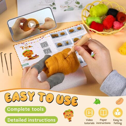 Yizzvb Needle Felting Kit, Plant Felting Kit, Felting Kits for Beginners Adult, Wool Felting Kit with Felting Wool, Needle Felting Tools and Instruction, Felt Needle Kit for DIY Craft in Kuwait