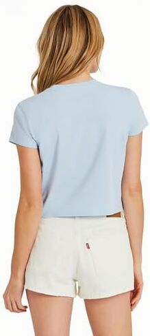Life is Good. Women's Trippy Mushroom Short Sleeve Crusher-LITE Shrunken Tee, Glacier Blue in Saudi Arabia