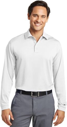 Nike Golf Long Sleeve Dri-FIT Stretch Tech Polo , 466364, White, 4XL in Saudi Arabia