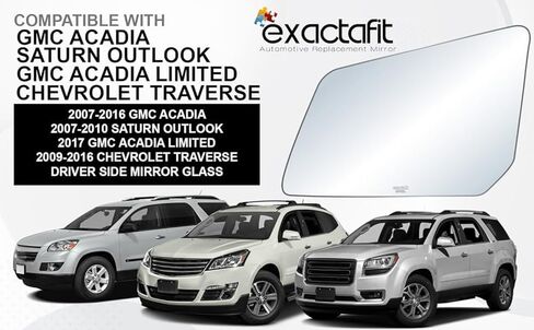 Driver Side Mirror Glass Replacement For 2009-2016 Chevy Traverse, 2007-2017 GMC Acadia, 2007-2010 Saturn Outlook Left Door Mirrors With Adhesives exactafit 8762L in Saudi Arabia
