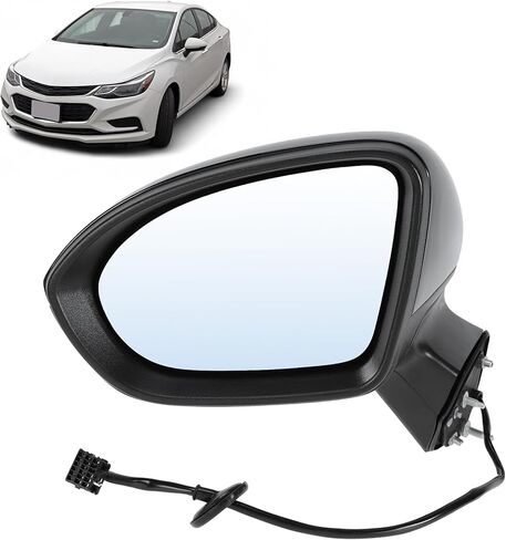 Motoforti 3Pin Left Driver Side Mirror Replacement for Chevy Cruze 16-19 Sedan/Hatchback Power Door Mirror Assembly Non-Heated Glass Manual Fold Gloss Black Replace# GM1320541 in Saudi Arabia
