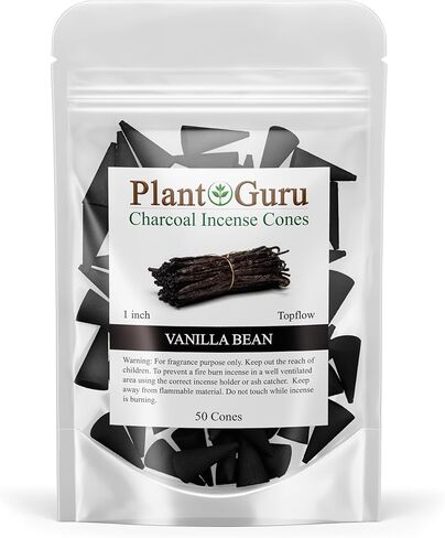 Vanilla Bean Charcoal Incense Cones 1" TOPFLOW - 50 Pack - Natural Scented Cones Handmade Hand Dipped in Saudi Arabia