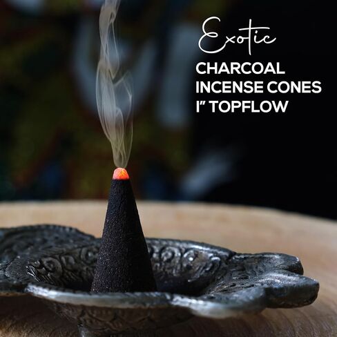 Vanilla Bean Charcoal Incense Cones 1" TOPFLOW - 50 Pack - Natural Scented Cones Handmade Hand Dipped in Saudi Arabia