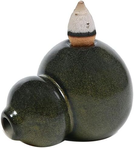 Ceramic Backflow Incense Burner, Gourd-Shaped Waterfall Smoke Holder, Handmade Classical Zen Incense Holder for Meditation, Home Decor & Tea Room in Kuwait