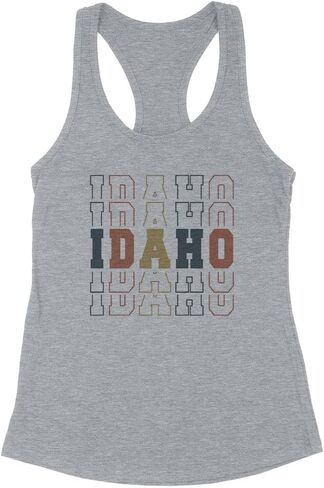 TeesAndTankYou Stacked Idaho Tank Top Fitted Racerback Women's in Saudi Arabia