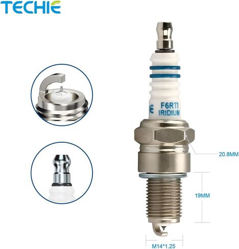 TECHIE T-F6RTI Iridium Spark Plug Replace for NGK 3484/BPR6EIX BPR6EGP, NGK BPR6ES F6RTC,BOSCH WR7DS, CHAMPION RN10GY RN8WYP, DENSO W20EP-GU W20EP-ZU,OEM (1) in Kuwait