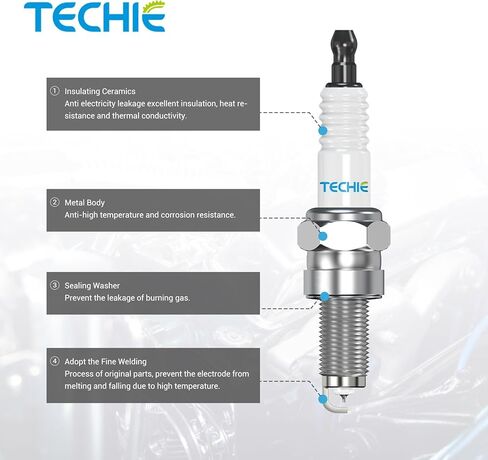 TECHIE T-F6RTI Iridium Spark Plug Replace for NGK 3484/BPR6EIX BPR6EGP, NGK BPR6ES F6RTC,BOSCH WR7DS, CHAMPION RN10GY RN8WYP, DENSO W20EP-GU W20EP-ZU,OEM (1) in Kuwait