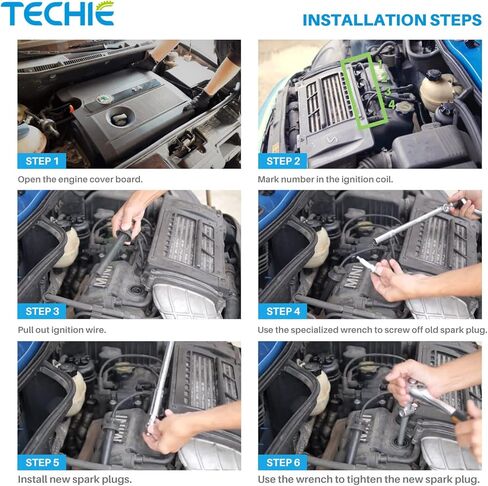 TECHIE T-F6RTI Iridium Spark Plug Replace for NGK 3484/BPR6EIX BPR6EGP, NGK BPR6ES F6RTC,BOSCH WR7DS, CHAMPION RN10GY RN8WYP, DENSO W20EP-GU W20EP-ZU,OEM (1) in Kuwait