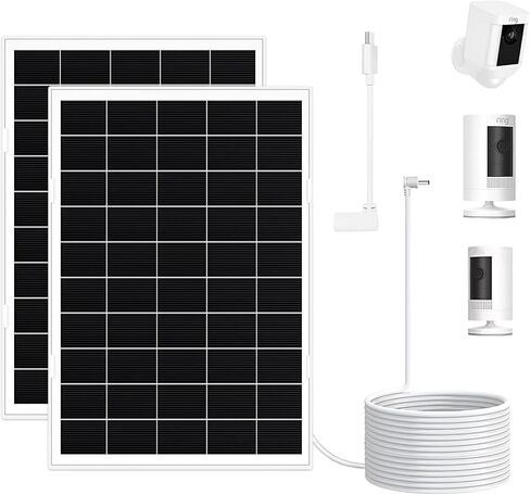 2 حزمة من الألواح الشمسية 8 واط للكاميرا الحلقية اللاسلكية الخارجية، متوافقة مع الكاميرا الخارجية (كاميرا لاصقة)، كاميرا خارجية بلس، كاميرا لاصقة برو، بطارية كاميرا سبوتلايت/زائد/برو، شحن سريع in Kuwait