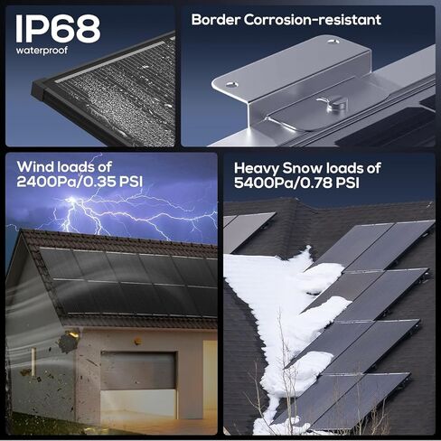 300 Watt Solar Panel, Upgraded 18BB Solar Cells 24.6% High Efficiency Monocrystalline 12V/24V PV Module for Home Rooftop RV Camper Marine Boat Off Grid System All Black (1pack) in Kuwait