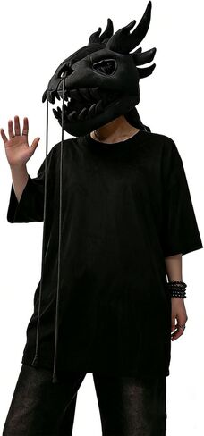 Wearable Plush Dragon Costume,3D Dinosaur Skeleton Costume Adults,Black Dragon Skeleton Spine Extension Outfit in Saudi Arabia