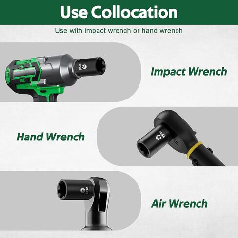External Torx Plus Socket Set, 22PCS 6-Point EP Socket Set EP4-EP32 with 1/2'', 3/8'', 1/4'' Drive, 5-Point EP8.8 for EV Battery Removal, Cr-V Steel in Kuwait