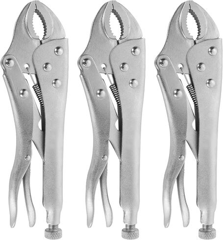 3 PCS VISE-GRIP Curved Jaw Locking Pliers (10inch) with Wire Cutter Curved Jaw for tightening,clamping,twisting,and turning,Chrome-vanadium Steel Curved Jaw Locking Vise Plier Grips Wrench in Kuwait