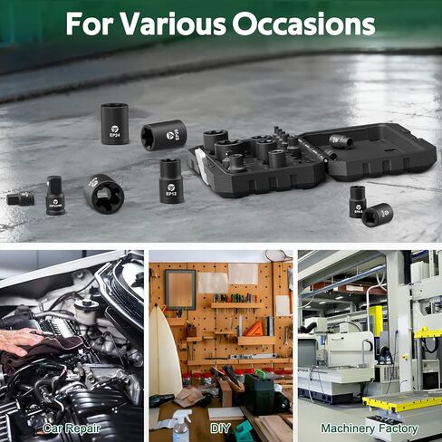 External Torx Plus Socket Set, 22PCS 6-Point EP Socket Set EP4-EP32 with 1/2'', 3/8'', 1/4'' Drive, 5-Point EP8.8 for EV Battery Removal, Cr-V Steel in Kuwait