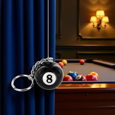 Black Creative Number Eight Billiard Key Chain Pendant Car Key Ring Decoration Pool Ball Keychain, Creative Key Chain Useful and Practical Charm Accessories in Kuwait