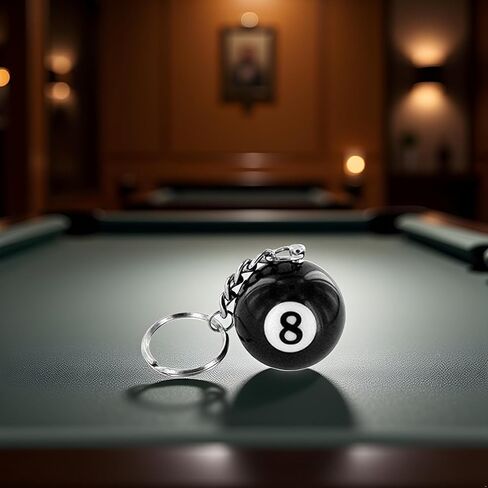 Black Creative Number Eight Billiard Key Chain Pendant Car Key Ring Decoration Pool Ball Keychain, Creative Key Chain Useful and Practical Charm Accessories in Kuwait