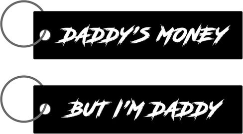 ON THREE RACING “Daddy’s Money But I’m Daddy" Key Tag – Double-Sided Printed Fabric Keychain for Car Enthusiasts – Black in Saudi Arabia