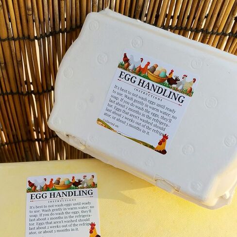 100pcs Premium Fresh Farm Eggs Handling Care Instructions Stickers Labels Accessories | 4 6 12 15 18 30 48 50 Egg Blank Cartons Basket Box Container Storing Extra Organizer (M02-3SS) in Kuwait