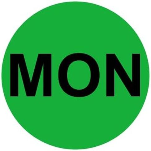 ملصقات لاصقة لأيام الأسبوع من LABELSANDMORE - يوم الاثنين (MON) مقاس 2 بوصة، 500 قطعة in Kuwait