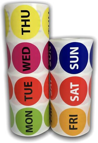 ملصقات لاصقة لأيام الأسبوع من LABELSANDMORE - يوم الاثنين (MON) مقاس 2 بوصة، 500 قطعة in Kuwait