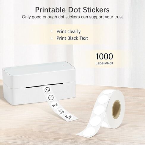 3/4 Inch Circle Dot Stickers 1000PCS White Blank Color Coding Thermal Labels Dots Writable Printable Small Round Dot Stickers for Office, Inventory, Garage in Saudi Arabia