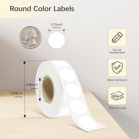 3/4 Inch Circle Dot Stickers 1000PCS White Blank Color Coding Thermal Labels Dots Writable Printable Small Round Dot Stickers for Office, Inventory, Garage in Saudi Arabia