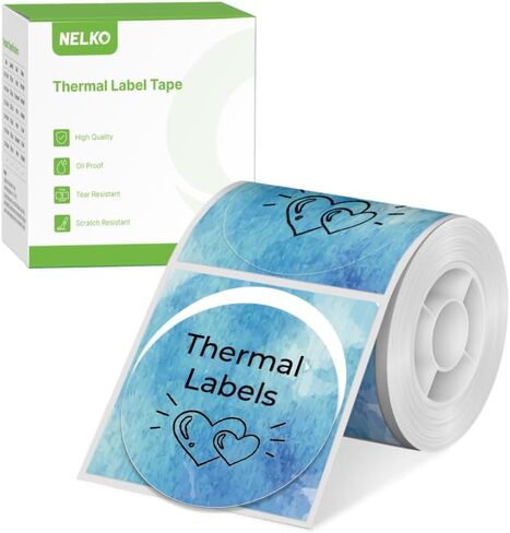 Thermal Labels for Nelko PM220 Label Maker, 2 inch (50mm) Round Thermal Label, Waterproof, Multi-Purpose Tag Tape, 1 Roll of 150 Self-Adhesive Thermal Paper (Blue Gradient) in Kuwait