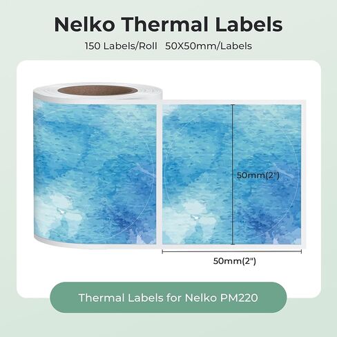 Thermal Labels for Nelko PM220 Label Maker, 2 inch (50mm) Round Thermal Label, Waterproof, Multi-Purpose Tag Tape, 1 Roll of 150 Self-Adhesive Thermal Paper (Blue Gradient) in Kuwait