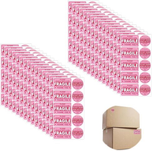 300 Pcs Fragile Stickers for Shipping Pink Round Fragile Labels Cute FragileSticker Handle with Care Thank You Label for Shipping Moving Glass Permanent AdhesiveFragile Labels in Kuwait