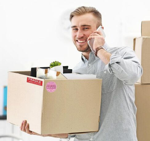 270 قطعة من الملصقات الهشة - مستطيل 3x2 بوصة ومقبض دائري 2 بوصة مع ملصقات العناية، لا تسحق أو تطوي ملصقات الشحن لنقل الصناديق والأظرف البريدية والكرتون (وردي، أحمر) in Kuwait