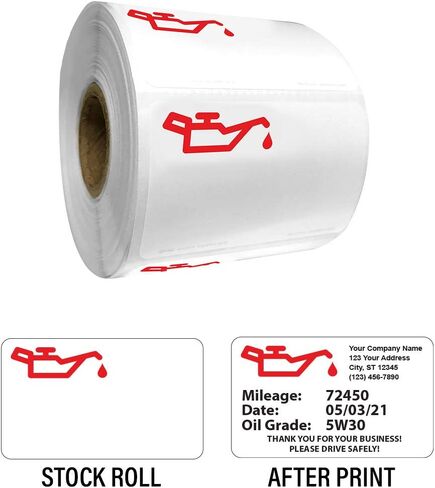 Oil Change Reminder Sticker, Stock Logo Refill Roll, with Oil Can Image, 500 Labels in Kuwait