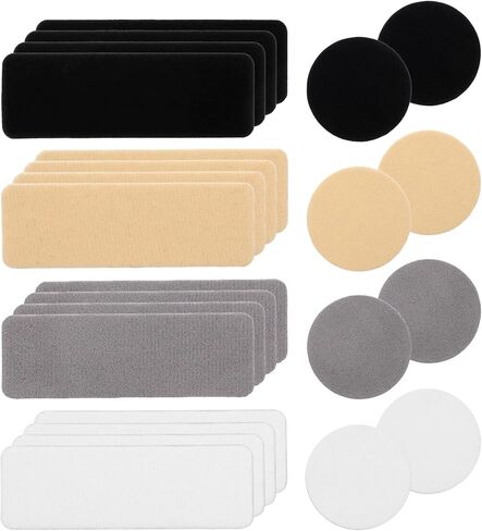 24 Pcs Shoe Patches for Holes, Rectangular Round Form Shoe Repair Patch Self-Adhesive Shoe Heel Repair Kit in 4 Colors for Sneakers and Mesh Shoes (Black, White, Gray, Skin Tone) in Kuwait