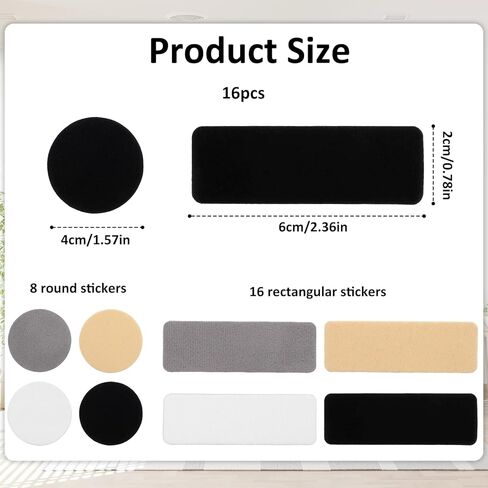 24 Pcs Shoe Patches for Holes, Rectangular Round Form Shoe Repair Patch Self-Adhesive Shoe Heel Repair Kit in 4 Colors for Sneakers and Mesh Shoes (Black, White, Gray, Skin Tone) in Kuwait