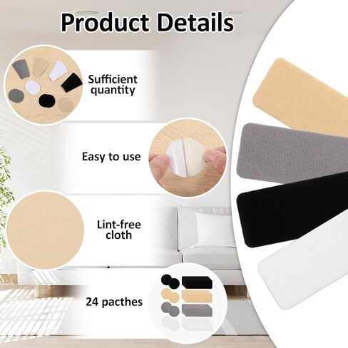 24 Pcs Shoe Patches for Holes, Rectangular Round Form Shoe Repair Patch Self-Adhesive Shoe Heel Repair Kit in 4 Colors for Sneakers and Mesh Shoes (Black, White, Gray, Skin Tone) in Kuwait