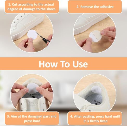24 Pcs Shoe Patches for Holes, Rectangular Round Form Shoe Repair Patch Self-Adhesive Shoe Heel Repair Kit in 4 Colors for Sneakers and Mesh Shoes (Black, White, Gray, Skin Tone) in Kuwait